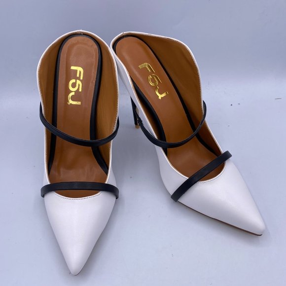 FSJ Mules Pointed Toe Heels Mary Jane Sandals Shoe - Picture 3 of 10